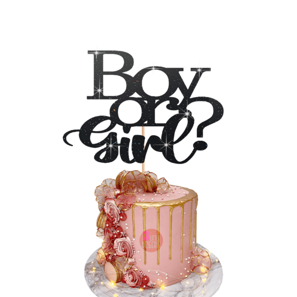 Boy or Girl Cake Topper Black