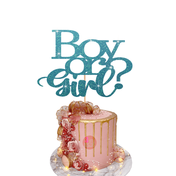 Boy or Girl Cake Topper Cyan Blue
