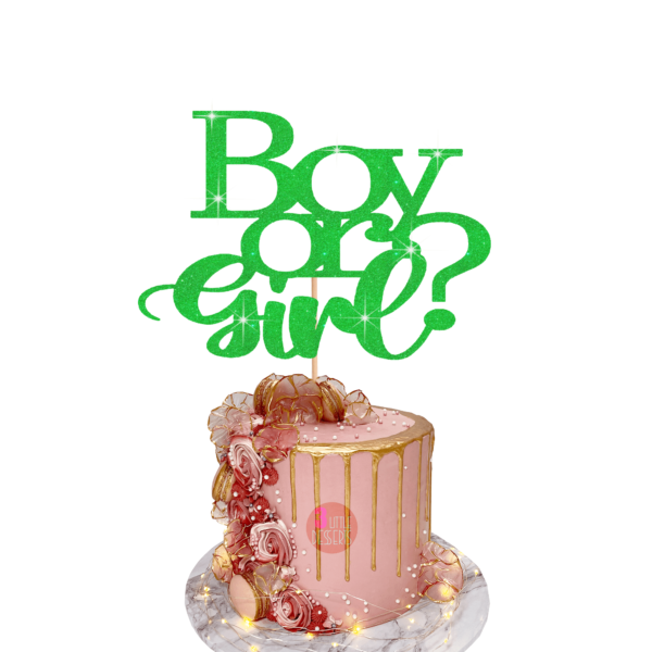 Boy or Girl Cake Topper Green