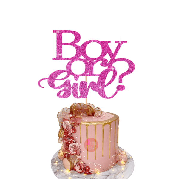 Boy or Girl Cake Topper Pink