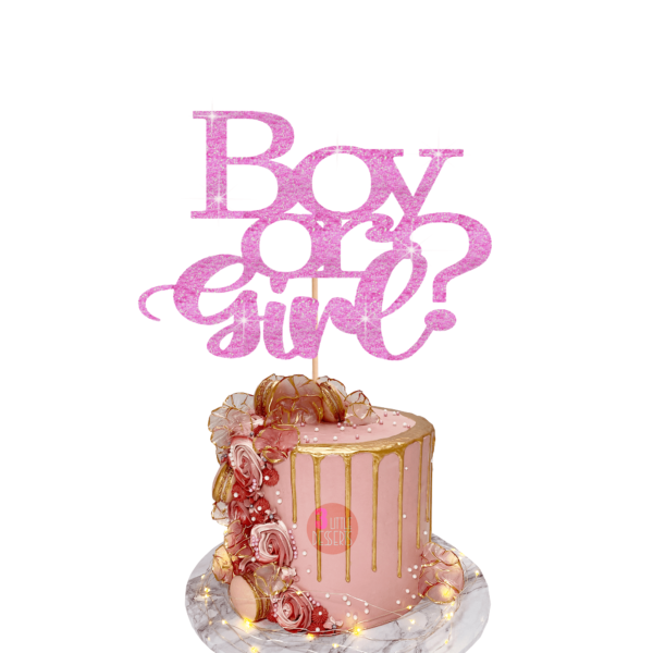 Boy or Girl Cake Topper Baby Pink