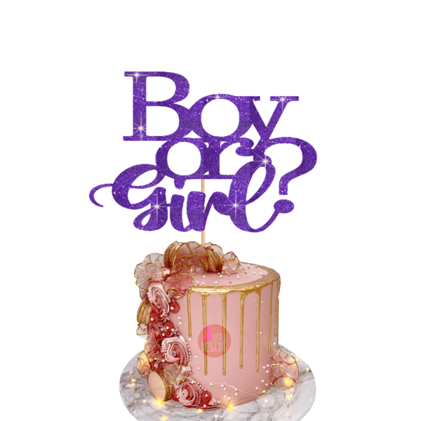 Boy or Girl Cake Topper Purple