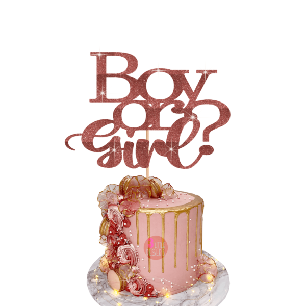 Boy or Girl Cake Topper Rose Gold