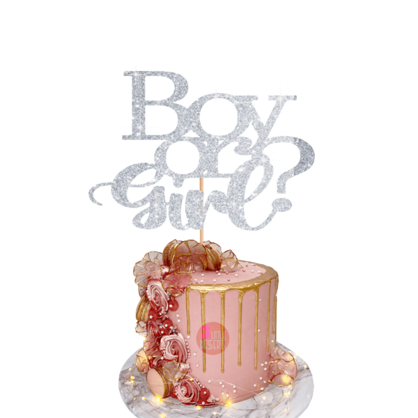 Boy or Girl Cake Topper Silver