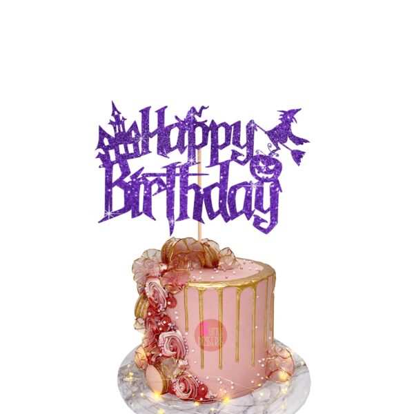 Halloween Happy Birthday Cake Topper purple