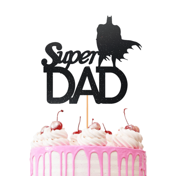 Super Dad Batman Cake Topper black