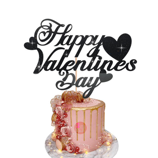 Happy Valentines Day Cake Topper Black