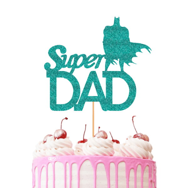 Super Dad Batman Cake Topper cyan blue