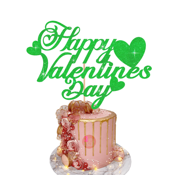 Happy Valentines Day Cake Topper Green