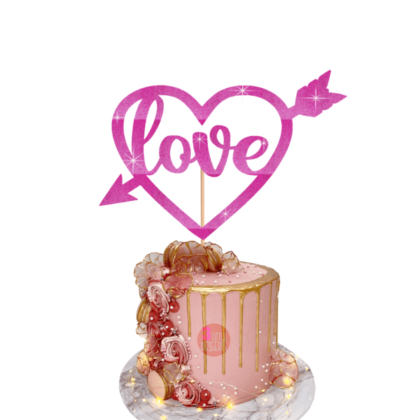 Love Heart Cake Topper Pink