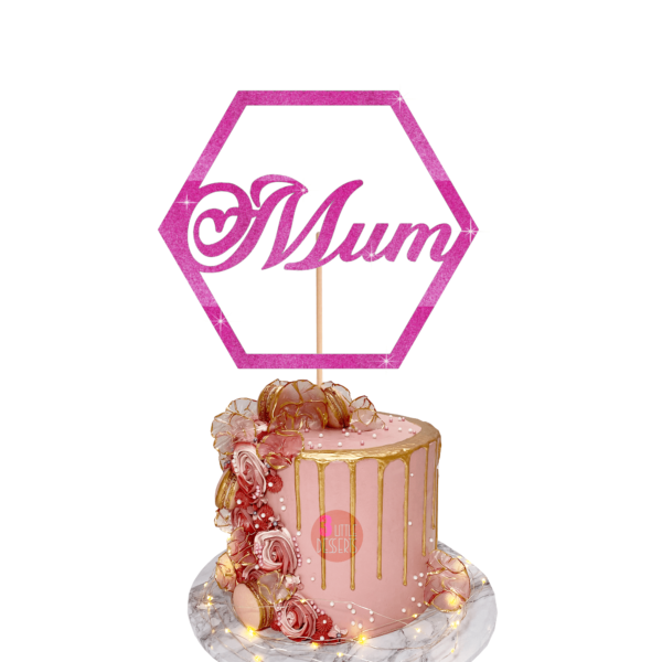 Mum Cake Topper Pink