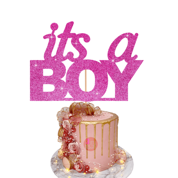 It's a Boy Cake Topper pink