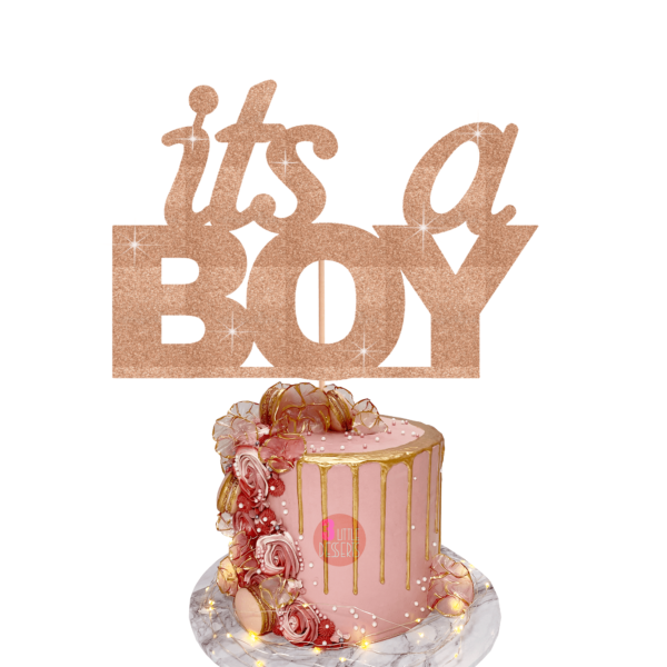 It's a Boy Cake Topper light rose gold