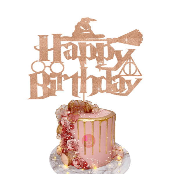 Harry Potter Birthday Cake Topper light rose gold