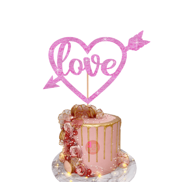 Love Heart Cake Topper Baby Pink