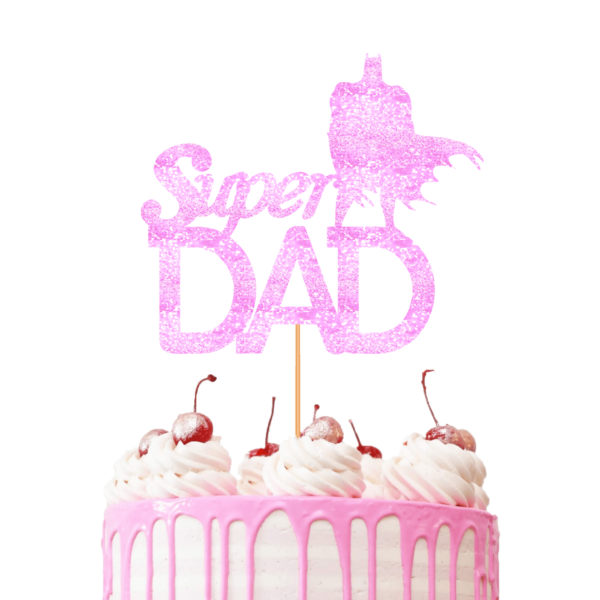 Super Dad Batman Cake Topper baby pink