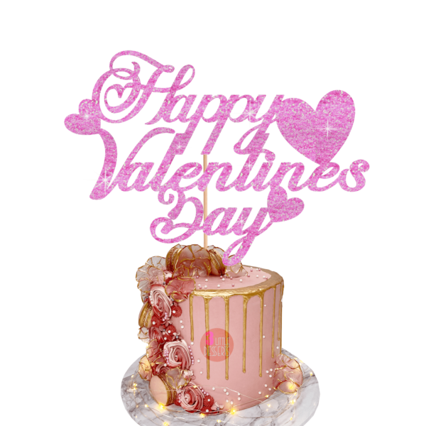 Happy Valentines Day Cake Topper Baby Pink