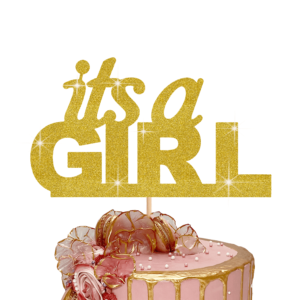 It's a Girl Cake Topper gold pp