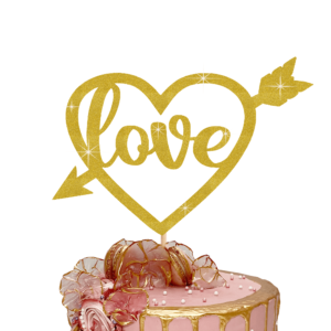 Love Heart Cake Topper Gold PP