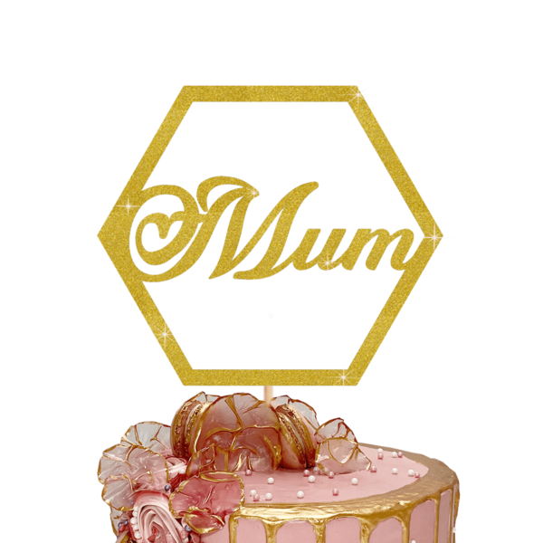 Mum Cake Topper Gold PP