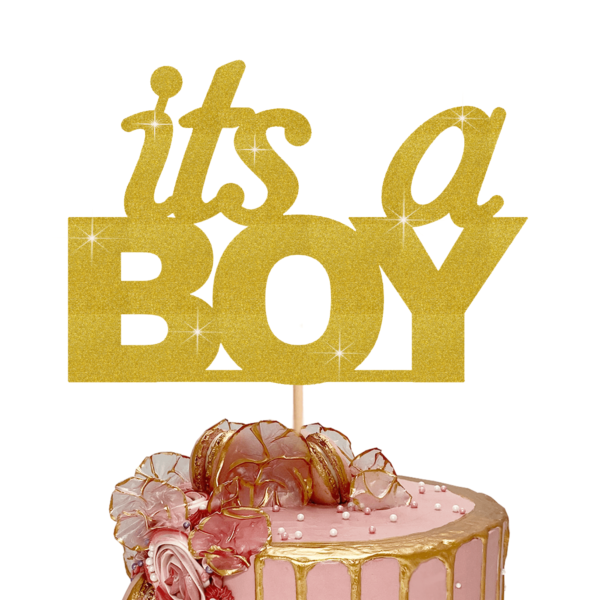 It's a Boy Cake Topper gold pp