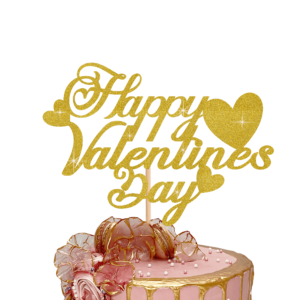 Happy Valentines Day Cake Topper Gold PP