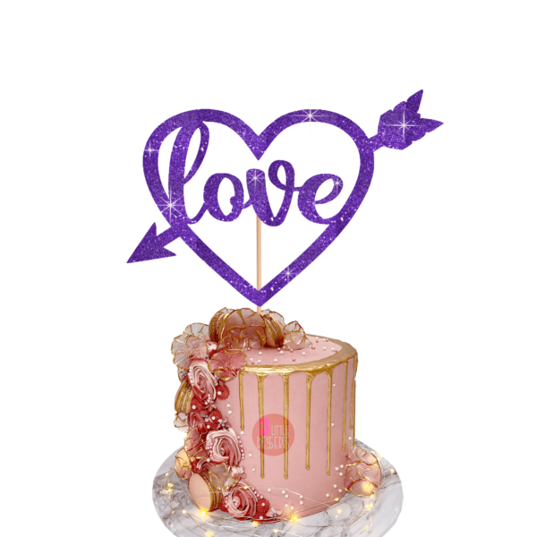 Love Heart Cake Topper Purple