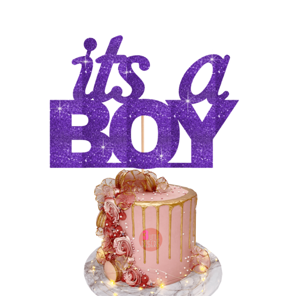 It's a Boy Cake Topper purple