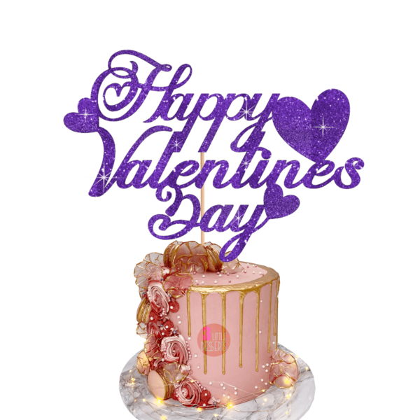 Happy Valentines Day Cake Topper Purple