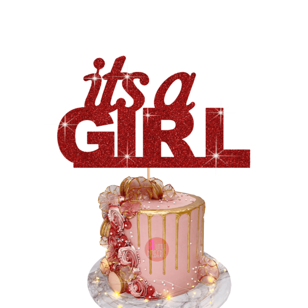 It's a Girl Cake Topper red