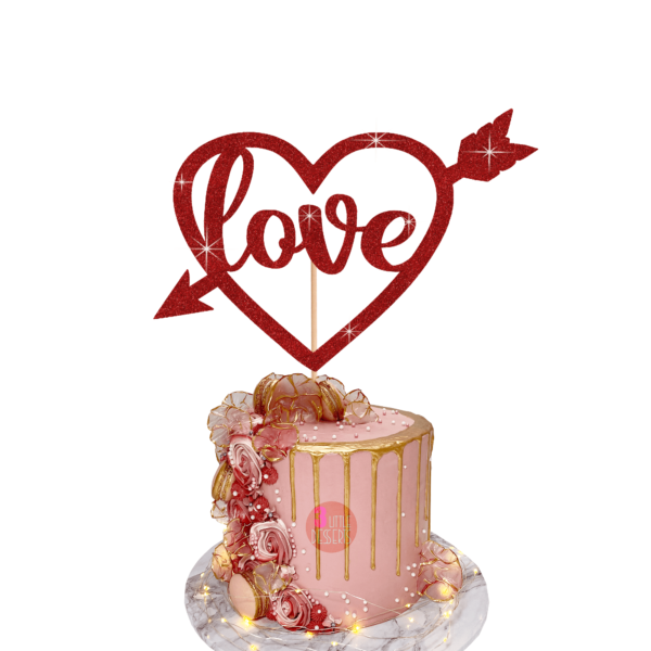 Love Heart Cake Topper Red