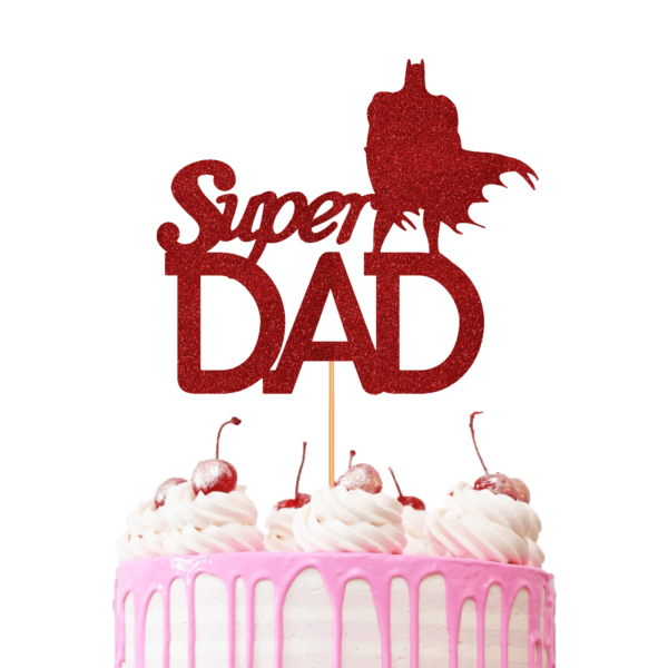 Super Dad Batman Cake Topper red