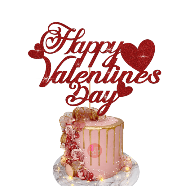 Happy Valentines Day Cake Topper Red