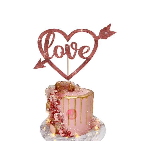 Love Heart Cake Topper Rose Gold