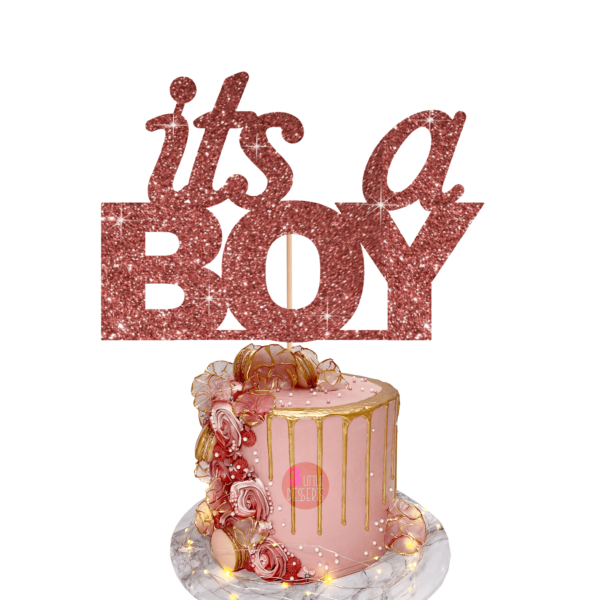 It's a Boy Cake Topper rose gold