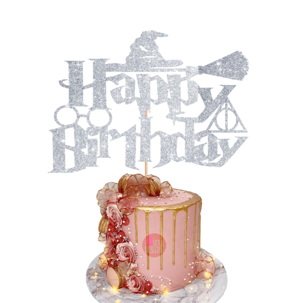 Harry Potter Birthday Cake Topper silver