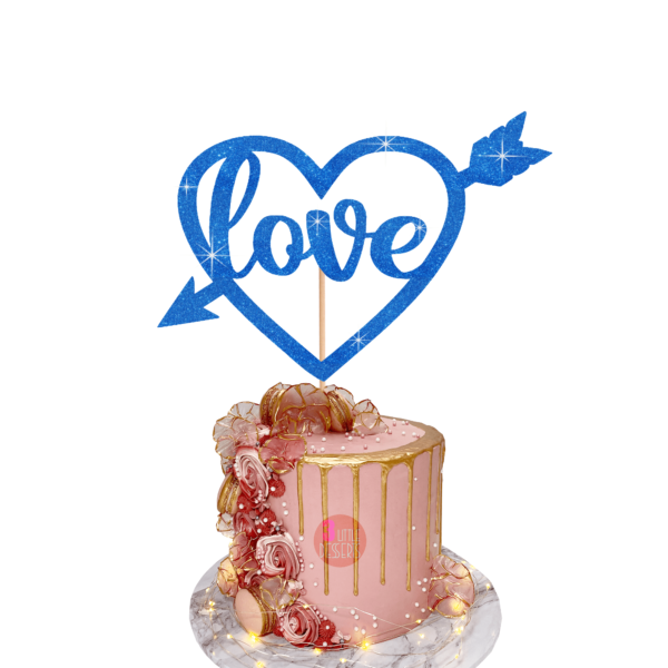 Love Heart Cake Topper Blue