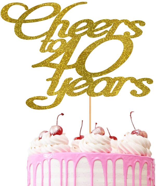 Cheers to 40 Years Customisable Cake Topper Gold