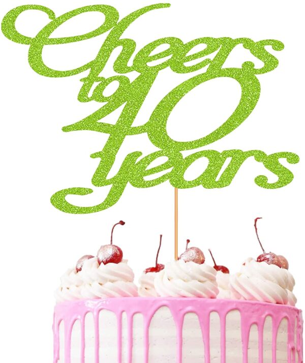 Cheers to 40 Years Customisable Cake Topper Green
