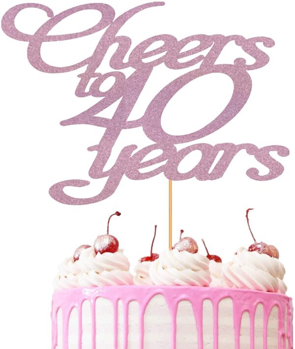 Cheers to 40 Years Customisable Cake Topper Baby Pink
