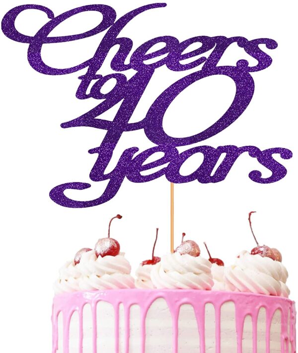 Cheers to 40 Years Customisable Cake Topper Purple