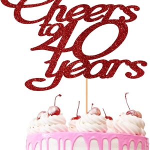 Cheers to 40 Years Customisable Cake Topper Red