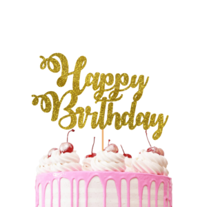 Happy Birthday Cake Topper gold