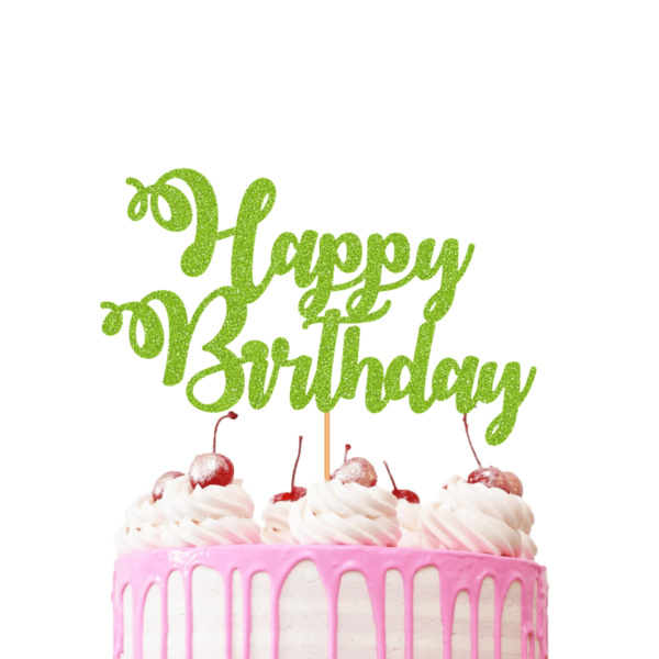 Happy Birthday Cake Topper green