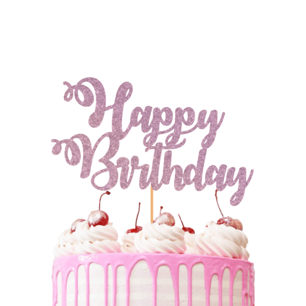 Happy Birthday Cake Topper baby pink