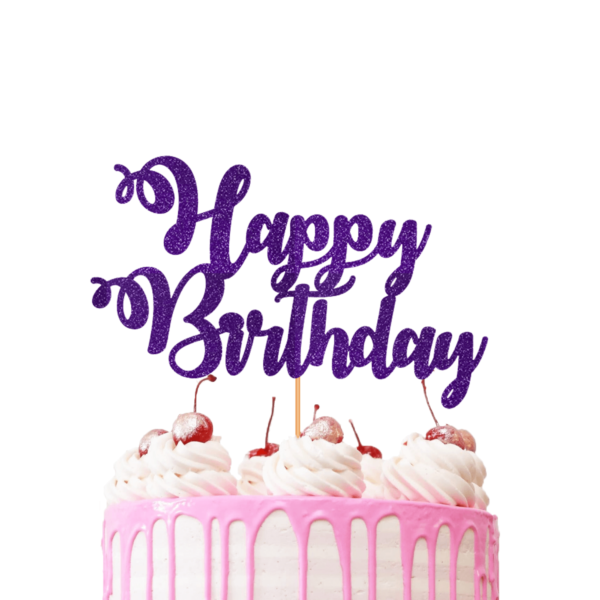 Happy Birthday Cake Topper purple