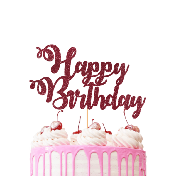Happy Birthday Cake Topper red