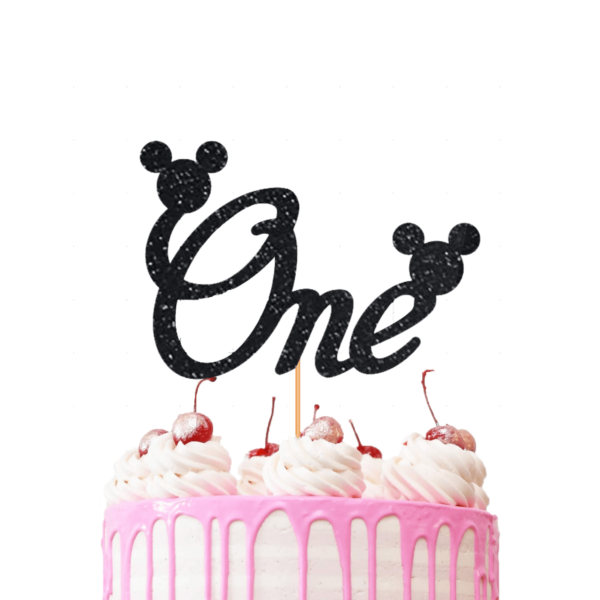 Mickey Mouse First Birthday Cake Topper black