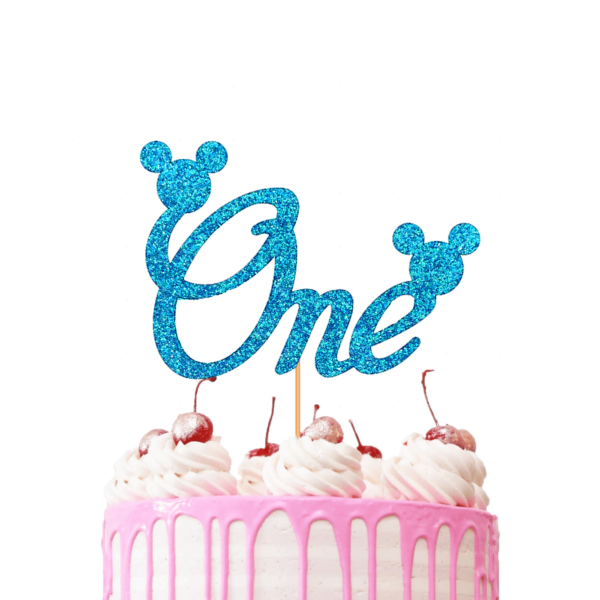 Mickey Mouse First Birthday Cake Topper Cyan blue
