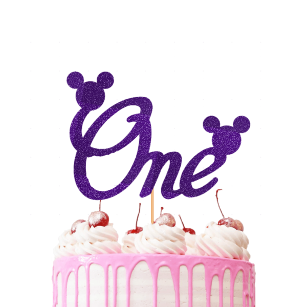 Mickey Mouse First Birthday Cake Topper purple